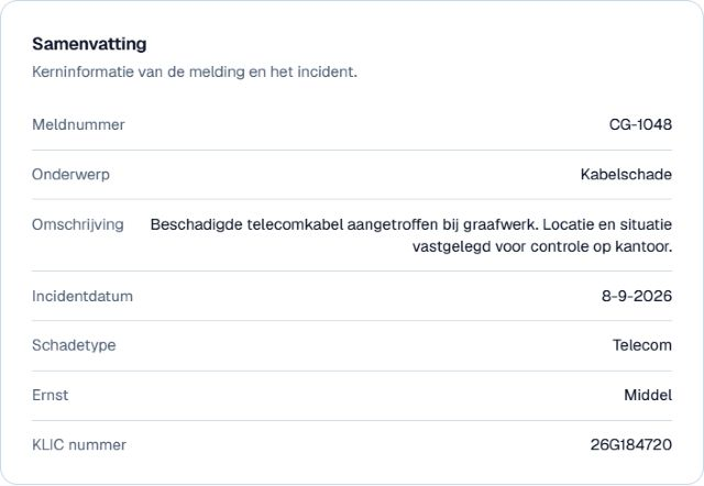 Samenvatting van een schademelding